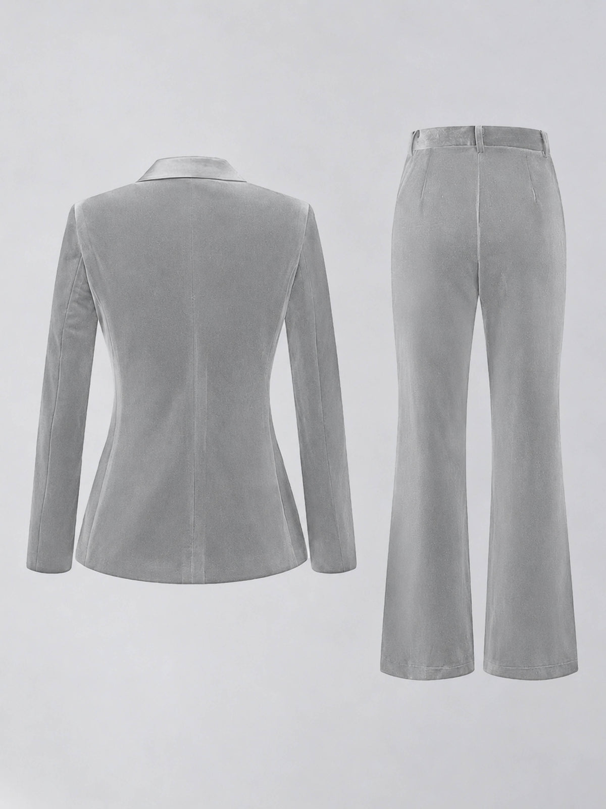 Silver 2 Pieces Slim Fit Double Breasted Velvet Women's Suits