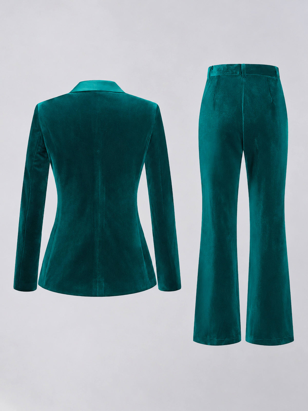 Teal 2 Pieces Slim Fit Double Breasted Velvet Women's Suits