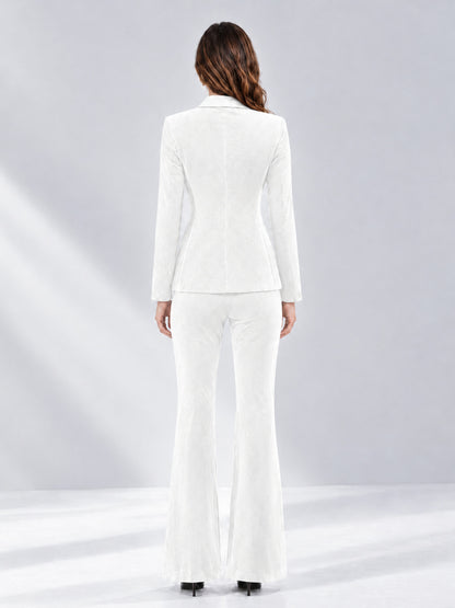 White 2 Pieces Slim Fit Double Breasted Velvet Women's Suits