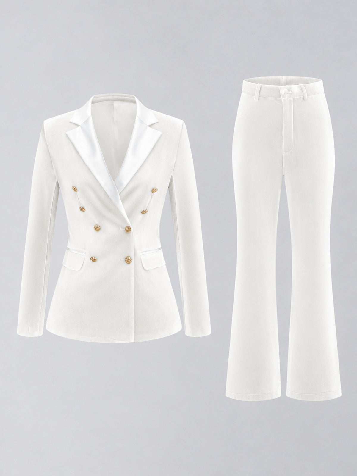 White 2 Pieces Slim Fit Double Breasted Velvet Women's Suits
