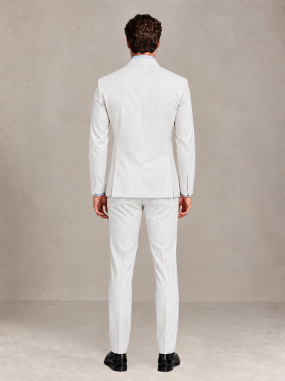 White 2 Pieces Slim Fit Double Breasted Men Suits for Wedding Groom