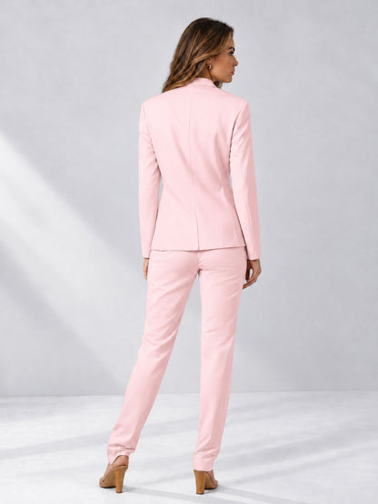 Blush Pink 2 Pieces Slim Fit One Button Women's Suits