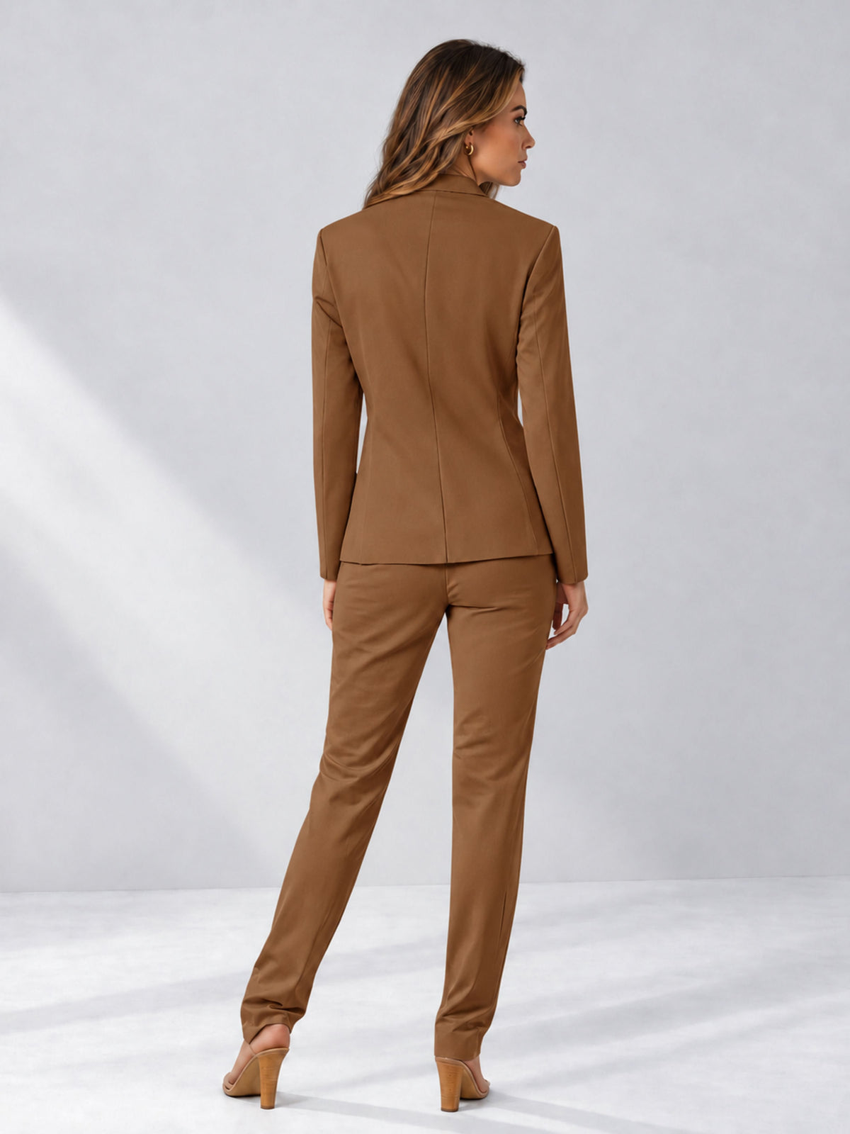 Burnt Orange 2 Pieces Slim Fit One Button Women's Suits