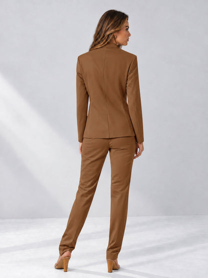 Burnt Orange 2 Pieces Slim Fit One Button Women's Suits