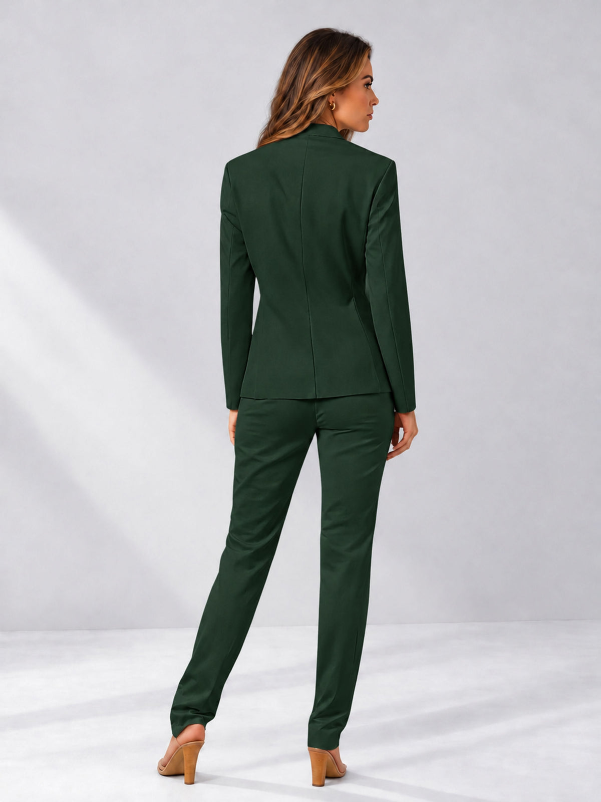 Dark Green 2 Pieces Slim Fit One Button Women's Suits
