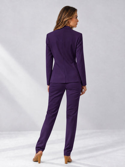 Dark Purple 2 Pieces Slim Fit One Button Women's Suits