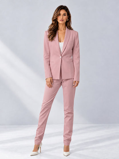 Dusty Rose 2 Pieces Slim Fit One Button Women's Suits