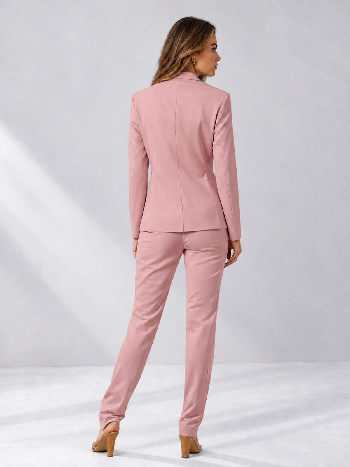 Dusty Rose 2 Pieces Slim Fit One Button Women's Suits