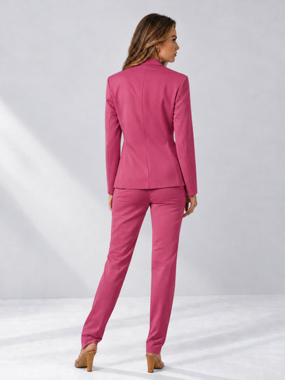 Hot Pink 2 Pieces Slim Fit One Button Women's Suits