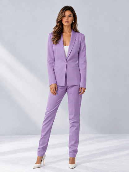 Lilac 2 Pieces Slim Fit One Button Women's Suits