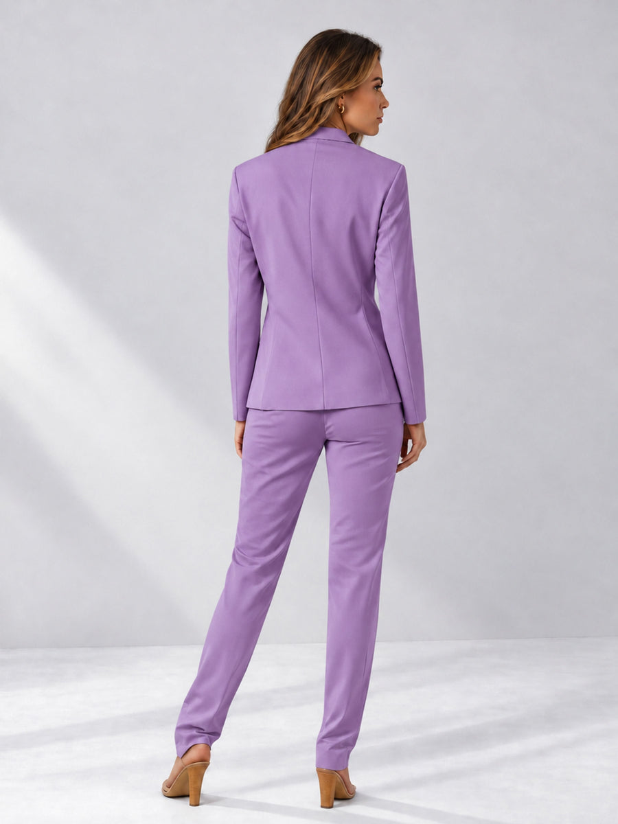 Lilac 2 Pieces Slim Fit One Button Women's Suits