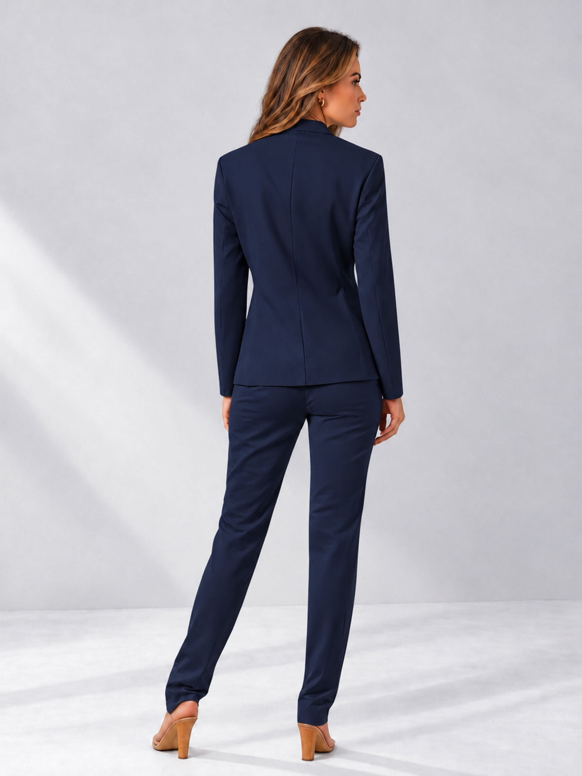 Navy Blue 2 Pieces Slim Fit One Button Women's Suits