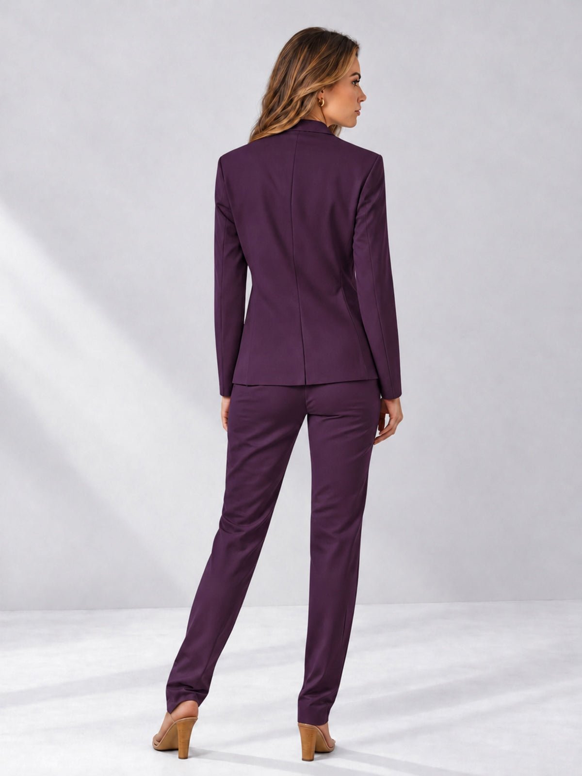 Plum 2 Pieces Slim Fit One Button Women's Suits