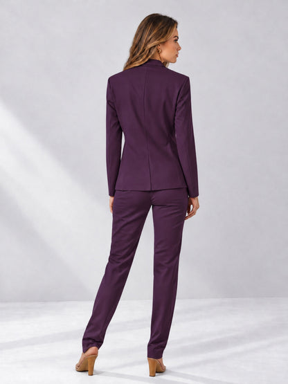 Plum 2 Pieces Slim Fit One Button Women's Suits