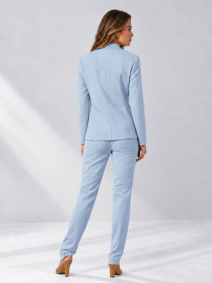 Powder Blue 2 Pieces Slim Fit One Button Women's Suits