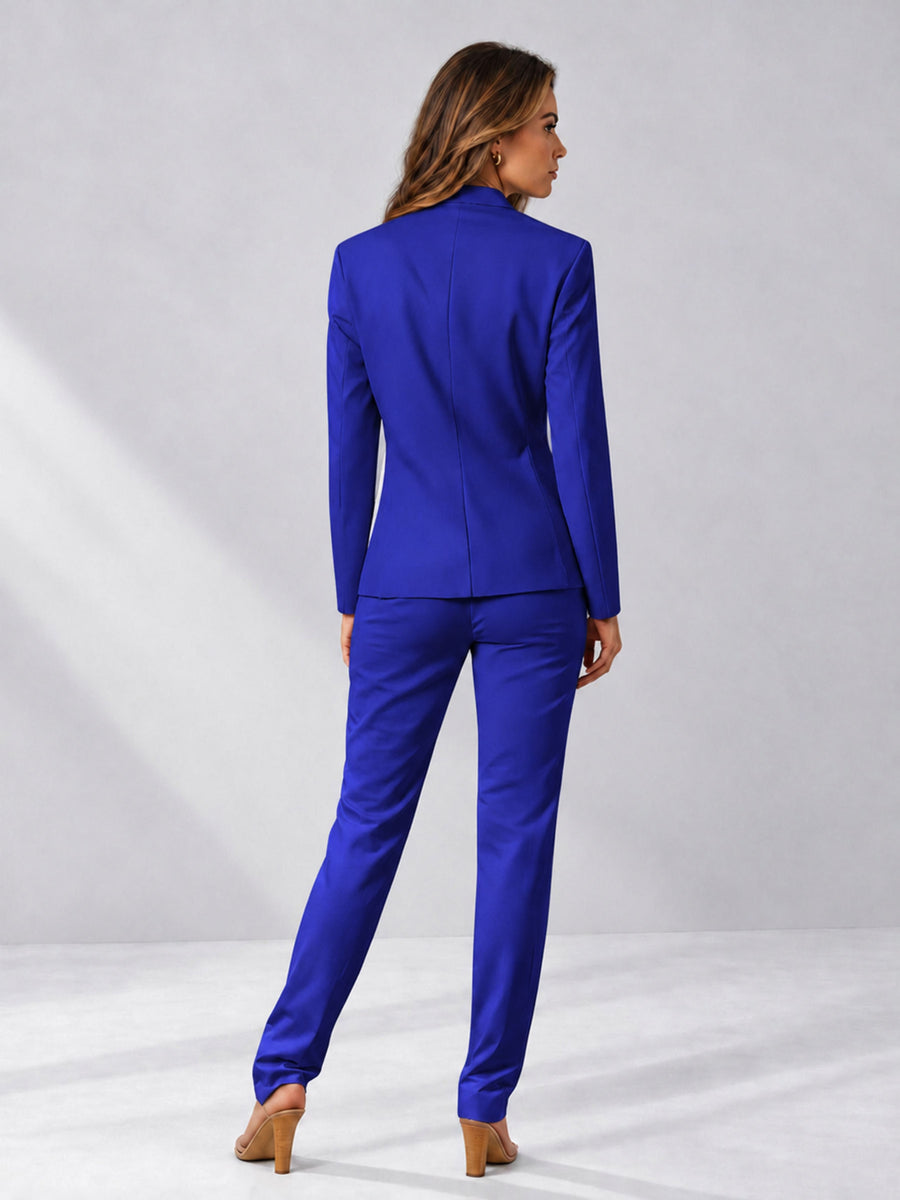 Royal Blue 2 Pieces Slim Fit One Button Women's Suits