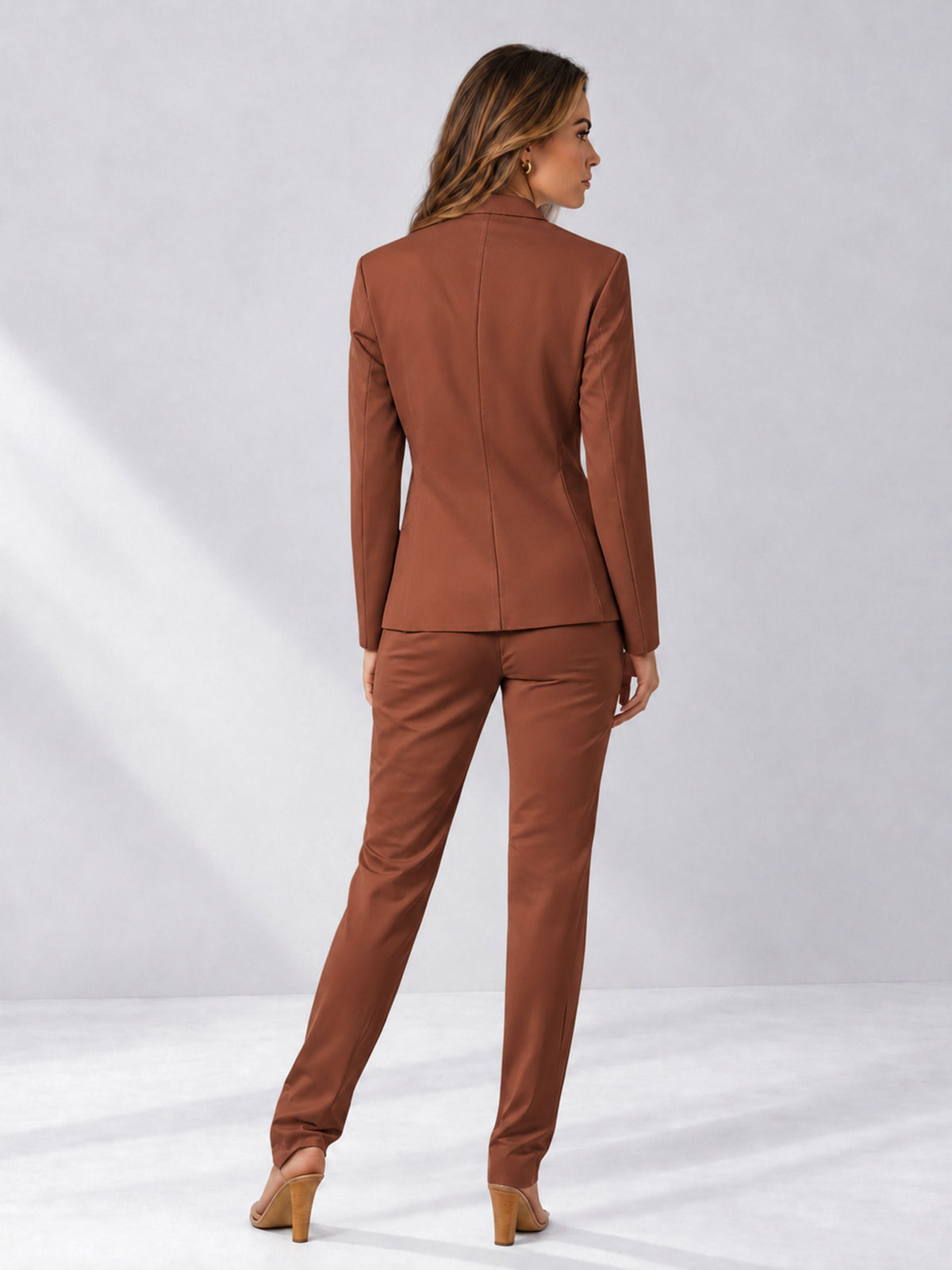 Rust 2 Pieces Slim Fit One Button Women's Suits
