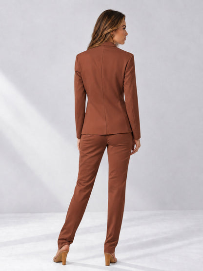Rust 2 Pieces Slim Fit One Button Women's Suits