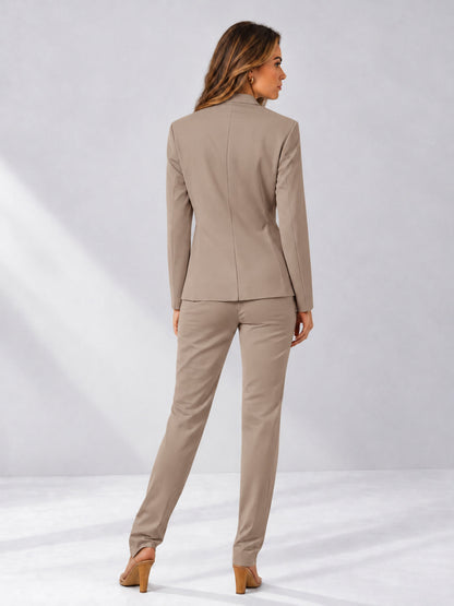 Taupe 2 Pieces Slim Fit One Button Women's Suits