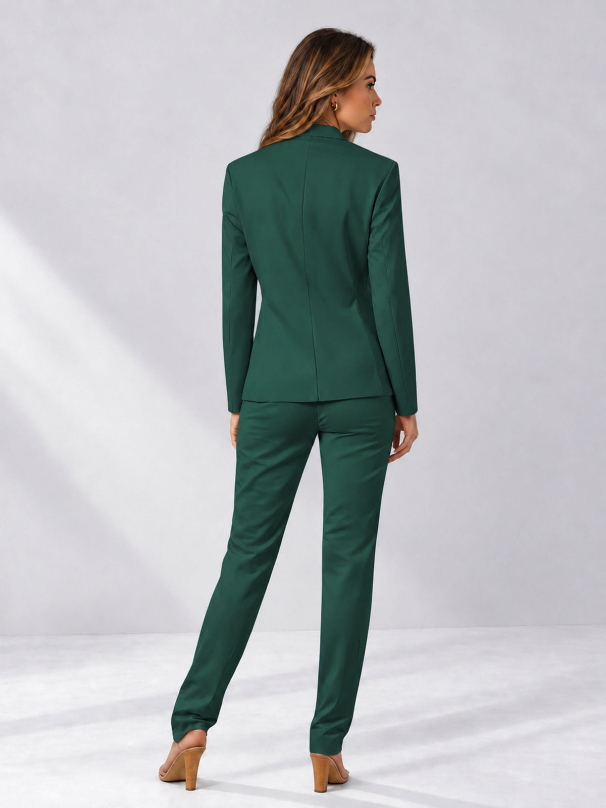 Teal 2 Pieces Slim Fit One Button Women's Suits