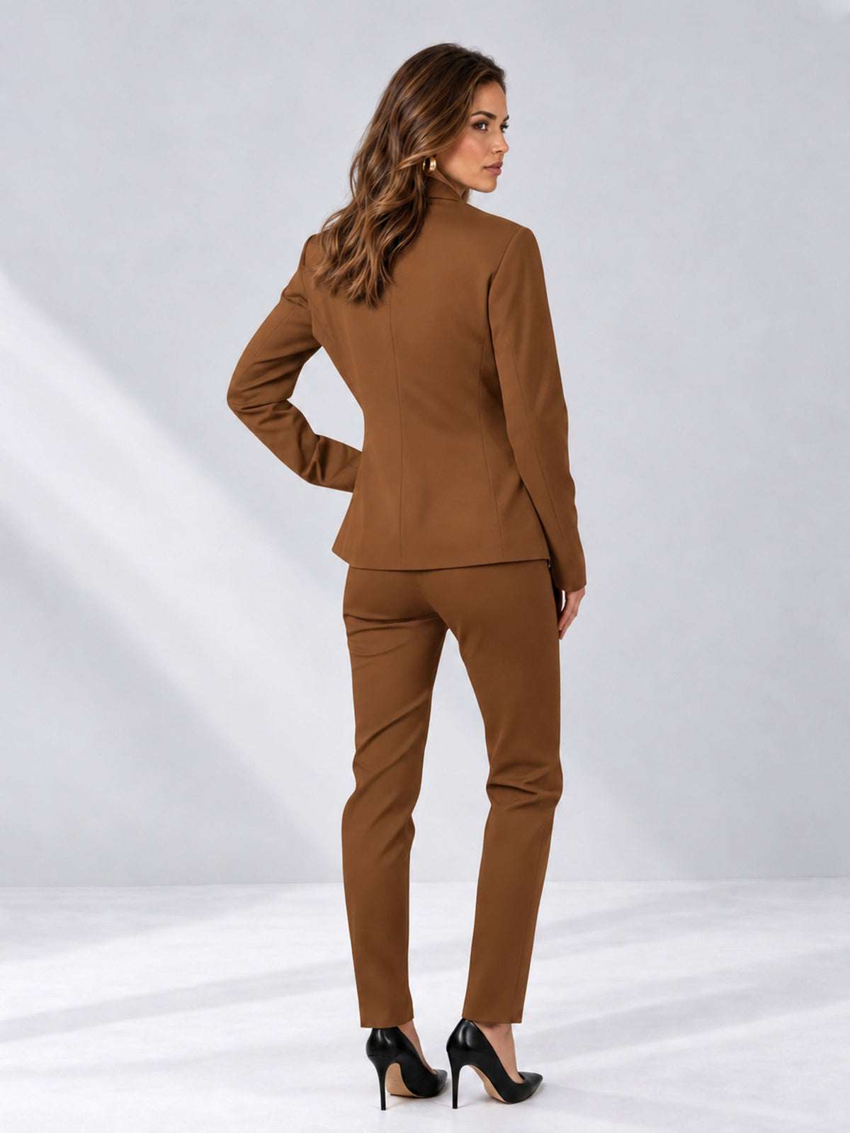 Burnt Orange 2 Pieces Slim Fit One Button Timeless Business Style Women's Suits