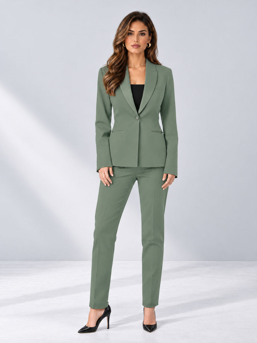 Eucalyptus 2 Pieces Slim Fit One Button Timeless Business Style Women's Suits
