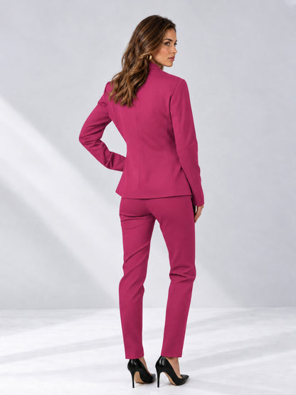 Hot Pink 2 Pieces Slim Fit One Button Timeless Business Style Women's Suits