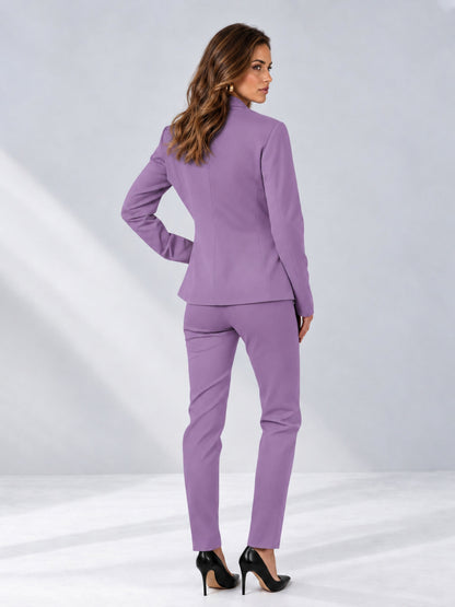 Lilac 2 Pieces Slim Fit One Button Timeless Business Style Women's Suits