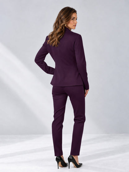 Plum 2 Pieces Slim Fit One Button Timeless Business Style Women's Suits