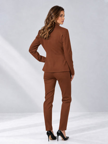 Rust 2 Pieces Slim Fit One Button Timeless Business Style Women's Suits