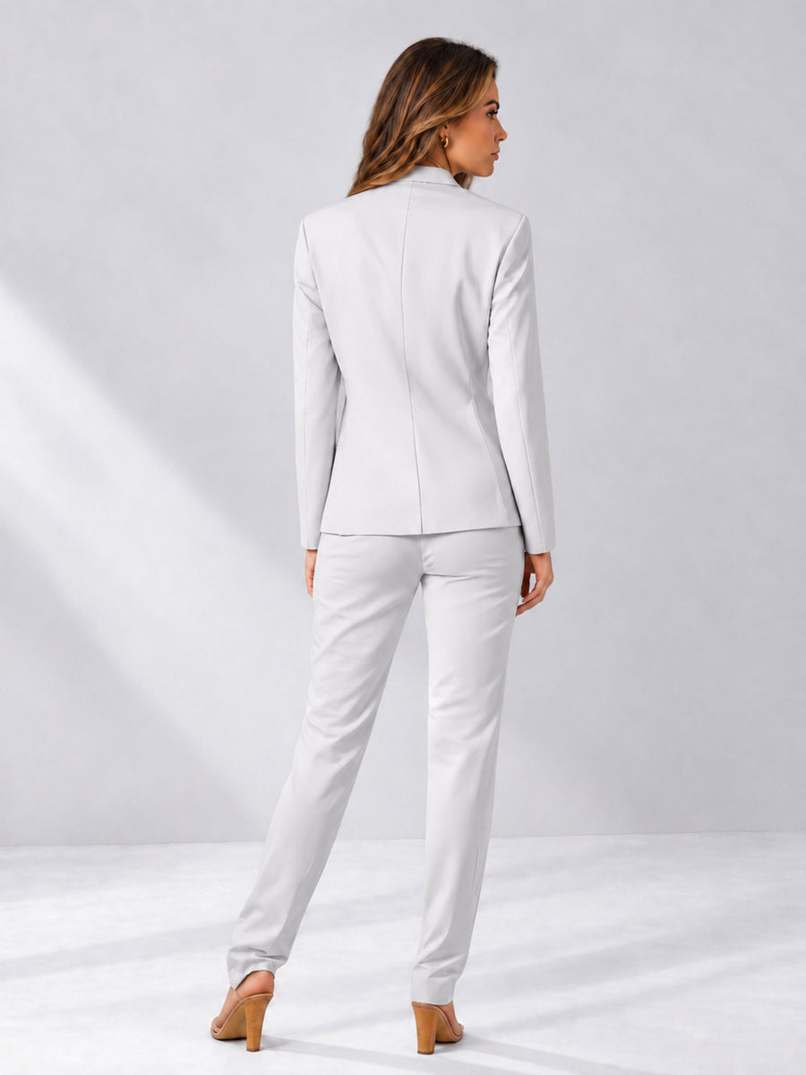 White 2 Pieces Slim Fit One Button Women's Suits