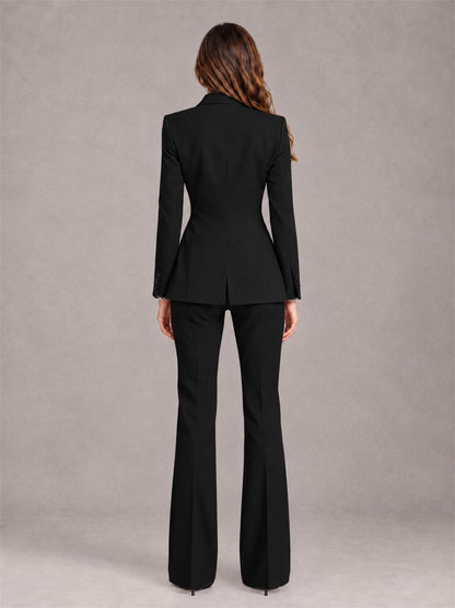 Black 2 Pieces Slim Fit Peak Lapel Women's Suits