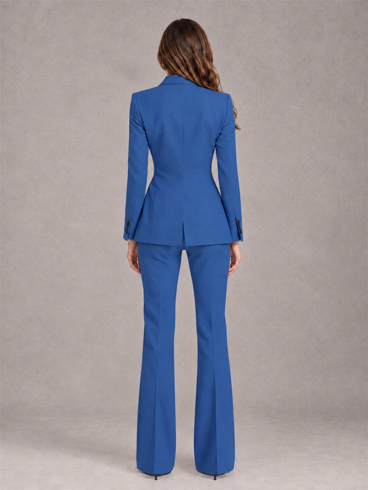 Blue 2 Pieces Slim Fit Peak Lapel Women's Suits