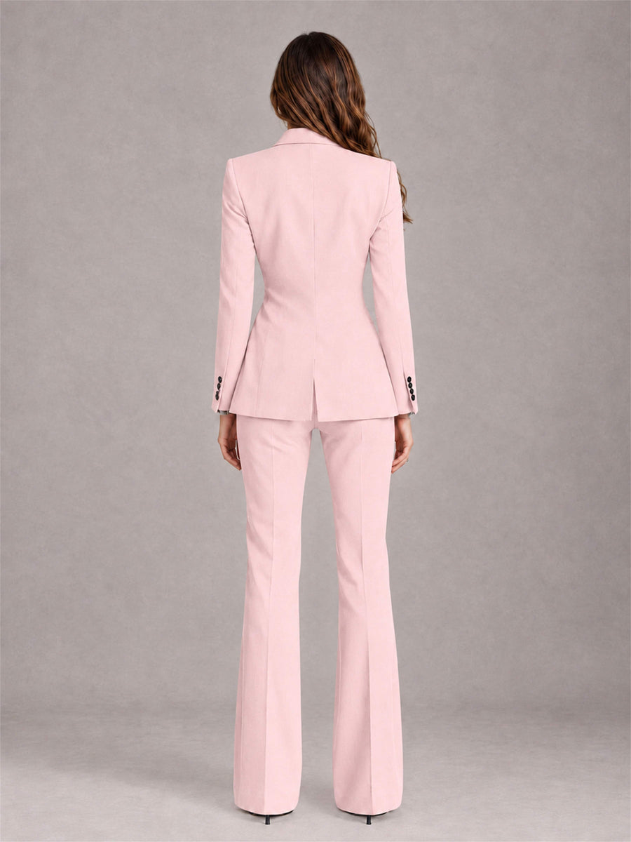 Blush Pink 2 Pieces Slim Fit Peak Lapel Women's Suits