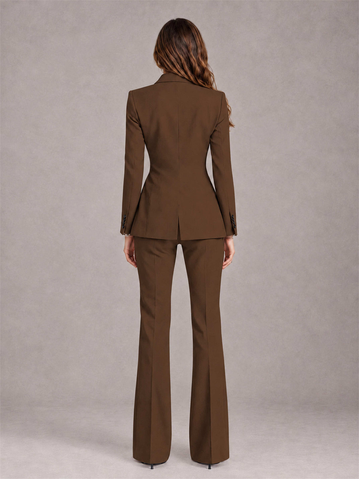 Brown 2 Pieces Slim Fit Peak Lapel Women's Suits