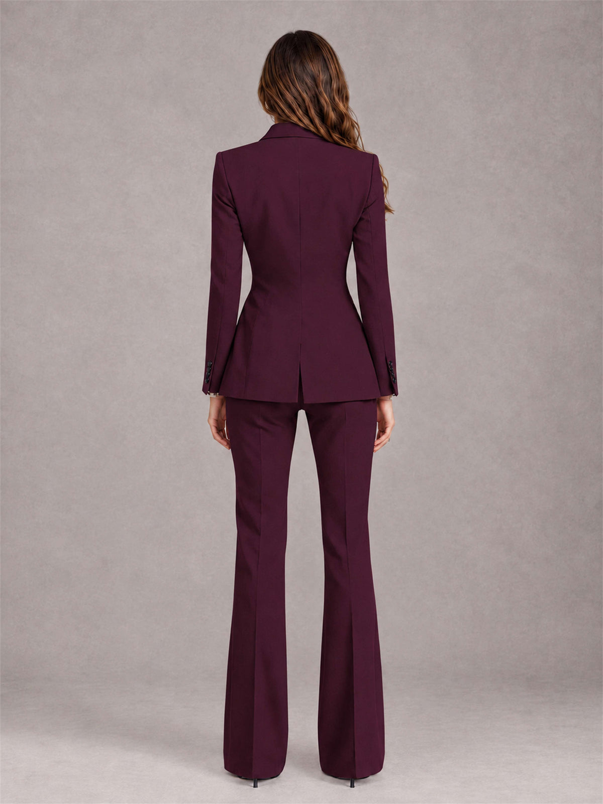 Burgundy 2 Pieces Slim Fit Peak Lapel Women's Suits