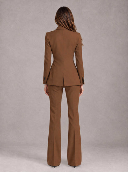Burnt Orange 2 Pieces Slim Fit Peak Lapel Women's Suits