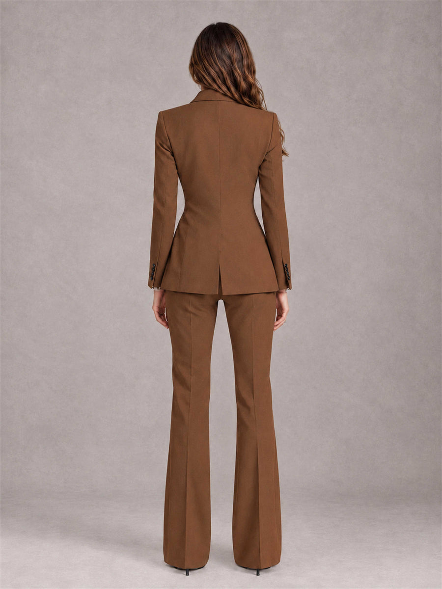 Burnt Orange 2 Pieces Slim Fit Peak Lapel Women's Suits