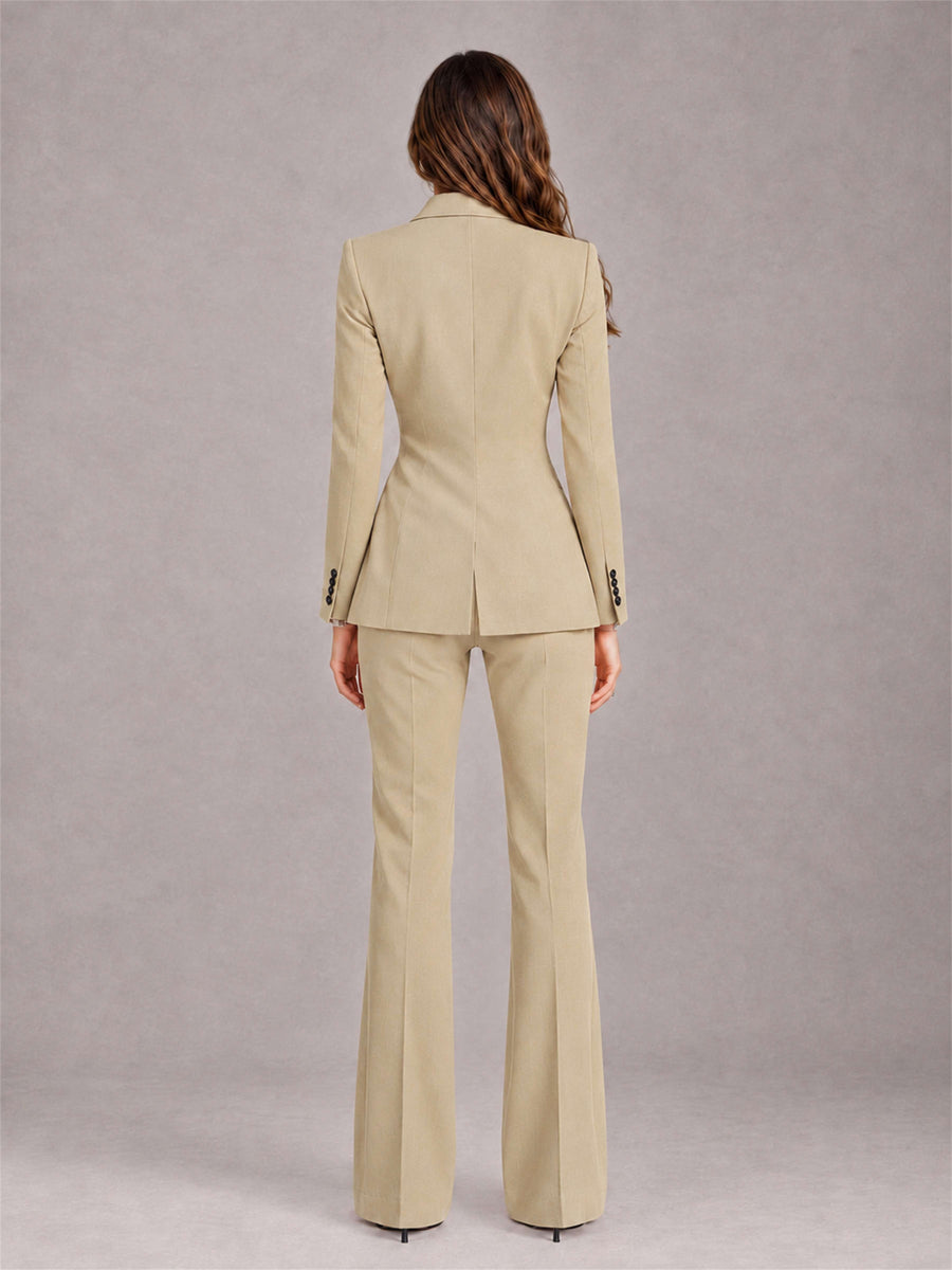 Champagne 2 Pieces Slim Fit Peak Lapel Women's Suits