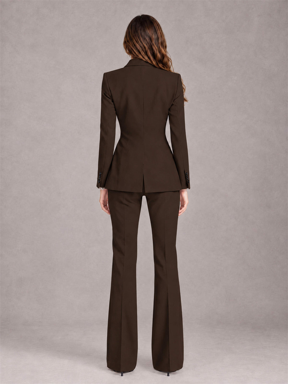 Chocolate 2 Pieces Slim Fit Peak Lapel Women's Suits