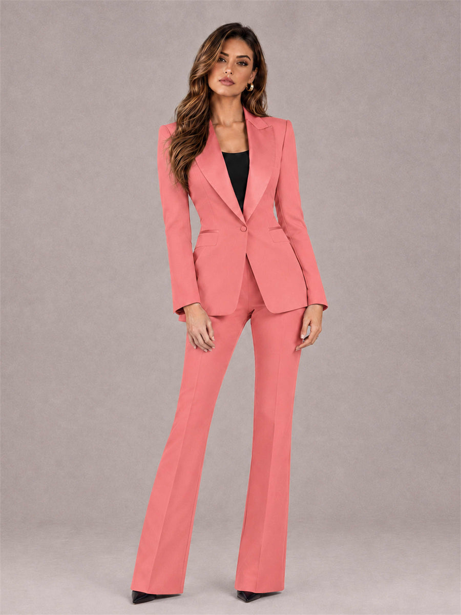 Coral 2 Pieces Slim Fit Peak Lapel Women's Suits