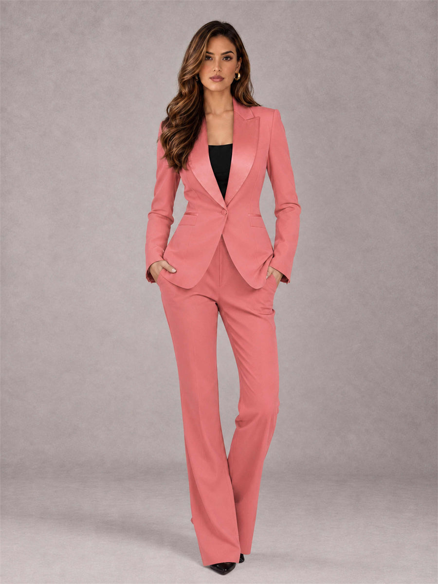 Coral 2 Pieces Slim Fit Peak Lapel Women's Suits