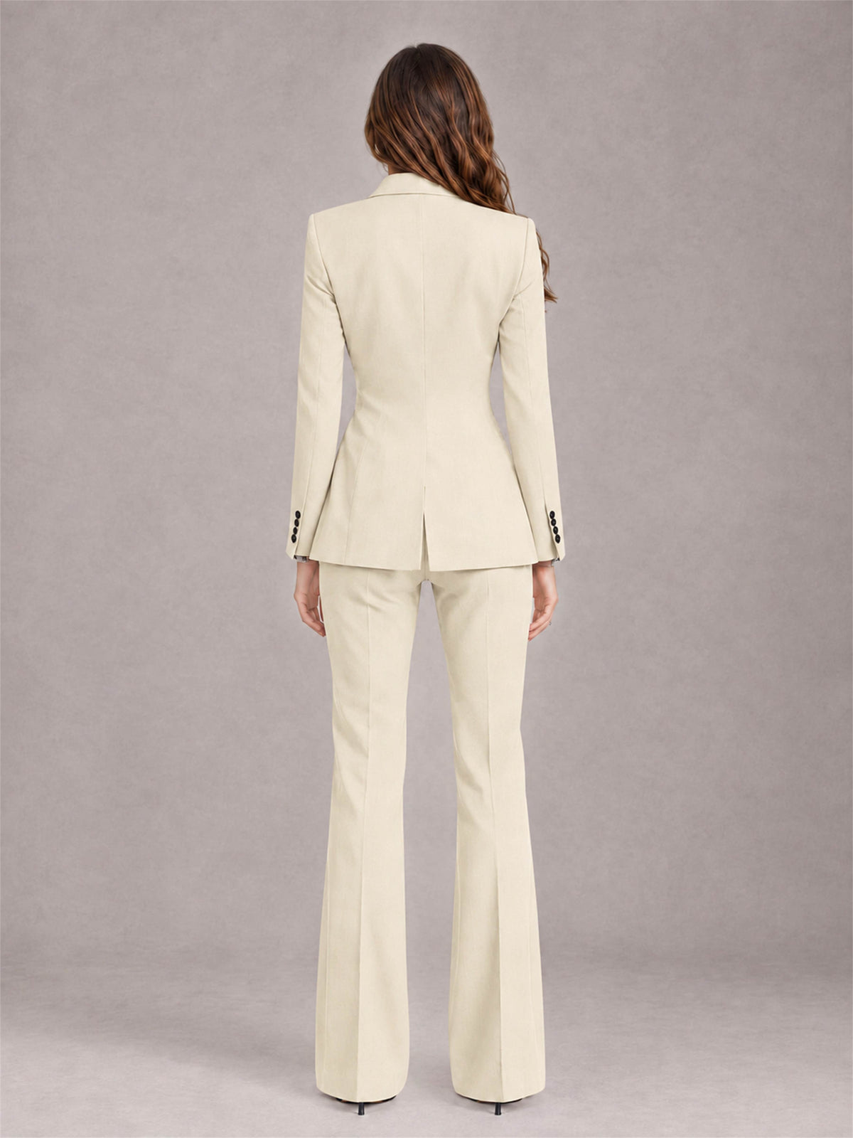 Cream 2 Pieces Slim Fit Peak Lapel Women's Suits