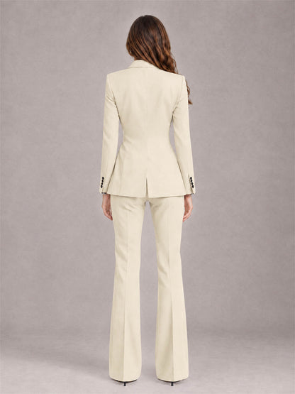 Cream 2 Pieces Slim Fit Peak Lapel Women's Suits