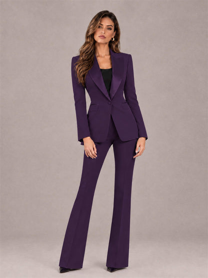 Dark Purple 2 Pieces Slim Fit Peak Lapel Women's Suits