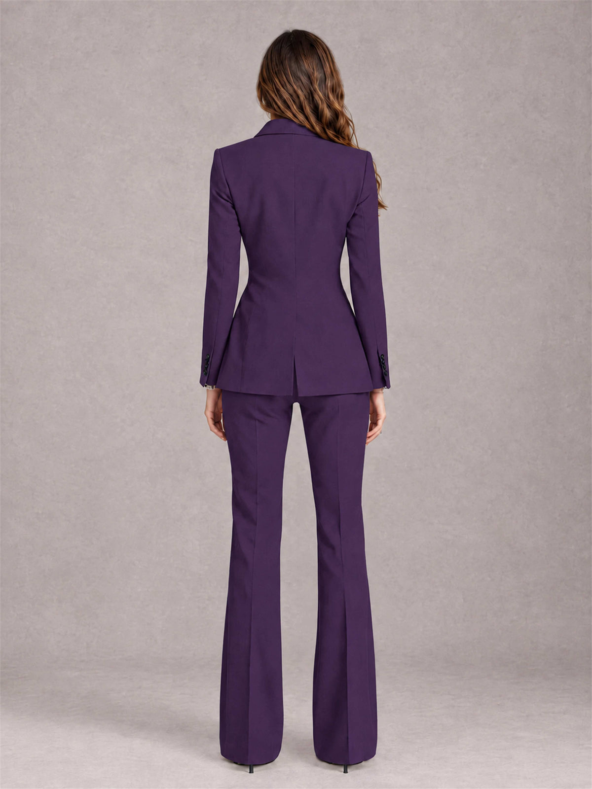 Dark Purple 2 Pieces Slim Fit Peak Lapel Women's Suits