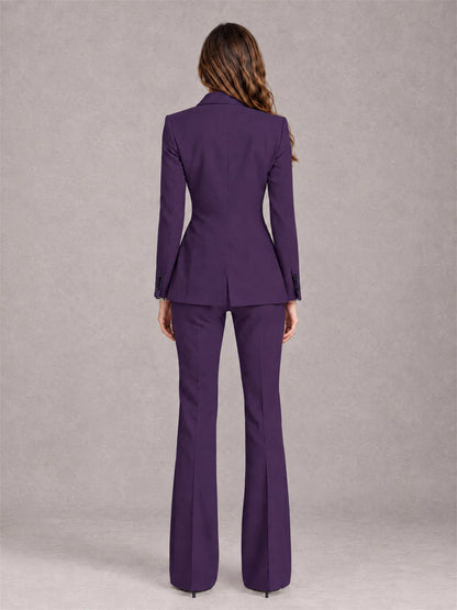 Dark Purple 2 Pieces Slim Fit Peak Lapel Women's Suits