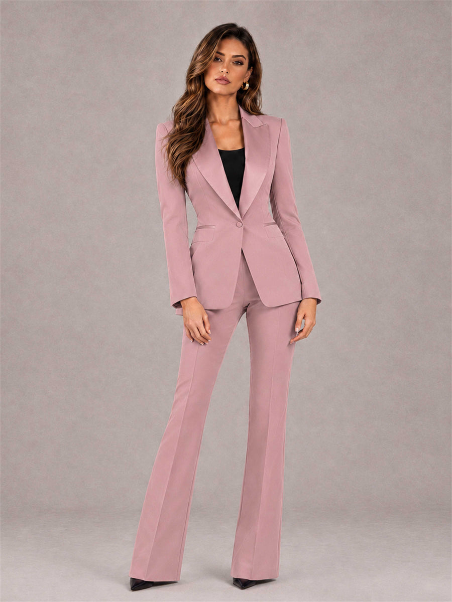 Dusty Rose 2 Pieces Slim Fit Peak Lapel Women's Suits