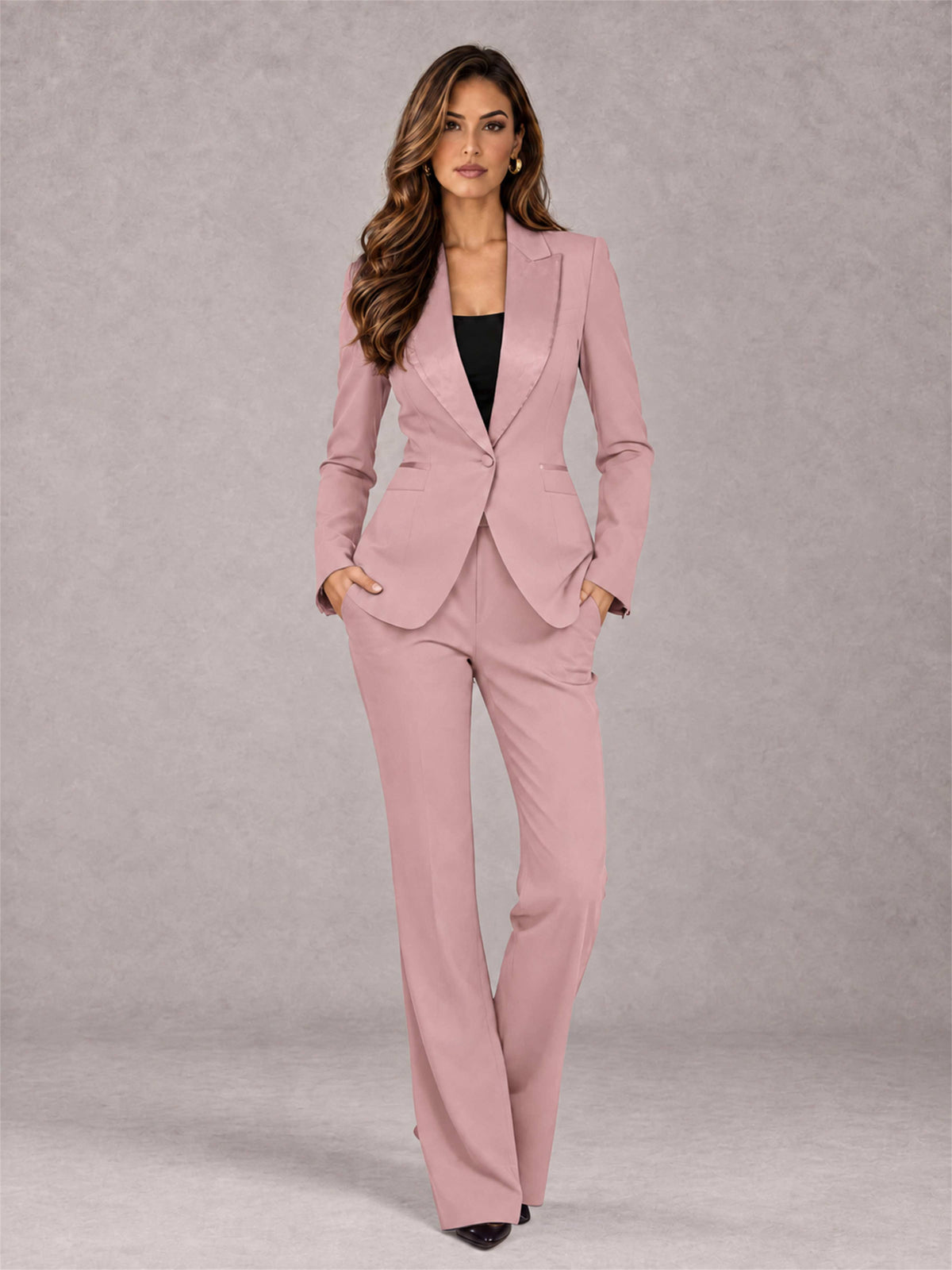 Dusty Rose 2 Pieces Slim Fit Peak Lapel Women's Suits