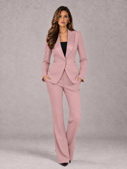 Dusty Rose 2 Pieces Slim Fit Peak Lapel Women's Suits